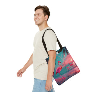 Neon Flamingos at Night Tote Bag - 3 Sizes