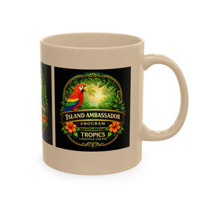 Tropical Parrot Coffee Mug — "Island Ambassador" Ceramic Cup