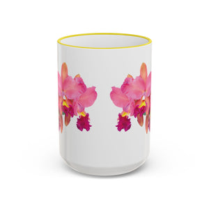 Accent Rim & Handle Mug – Pink Orchids