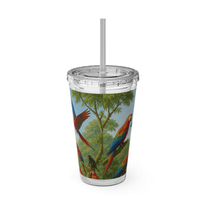 Tropical Tumbler with Straw | 16 oz: UFO and Parrots