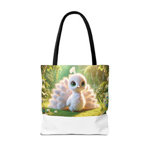 Baby White Peacock/White Trio Tote Bag - 3 Sizes