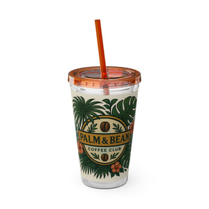 Tropical Tumbler with Straw | 16oz: Palm & Bean Coffee Club