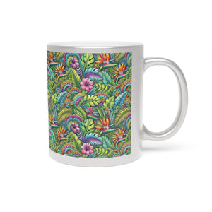 Tropical Metallic Mug, Gold or Silver: Rainforest Blooms