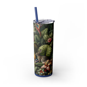 Rainforest Rabbit Outing - Skinny Matte Tumbler 20oz with Straw - Stainless Steel, 7 Colors