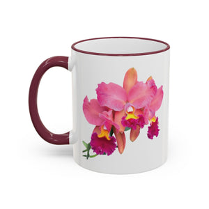 Accent Rim & Handle Mug – Pink Orchids