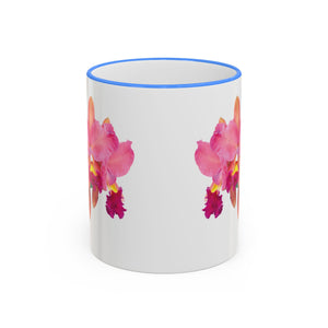 Accent Rim & Handle Mug – Pink Orchids