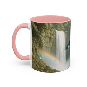 Accent Coffee Mug (11, 15oz), 8 Colors - UFO and Waterfall