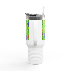 Midnight Flower Lime Insulated Travel Mug - 40oz - Perfect for Outdoor Adventures