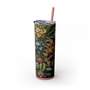 Rainforest Rabbit Outing - Skinny Matte Tumbler 20oz with Straw - Stainless Steel, 7 Colors