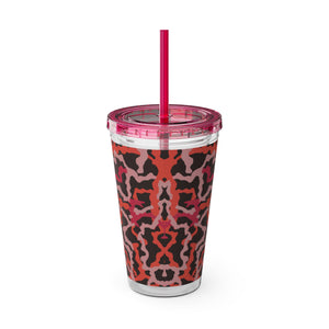 Tropical Tumbler with Straw | 16 oz: Coral Threads, Red