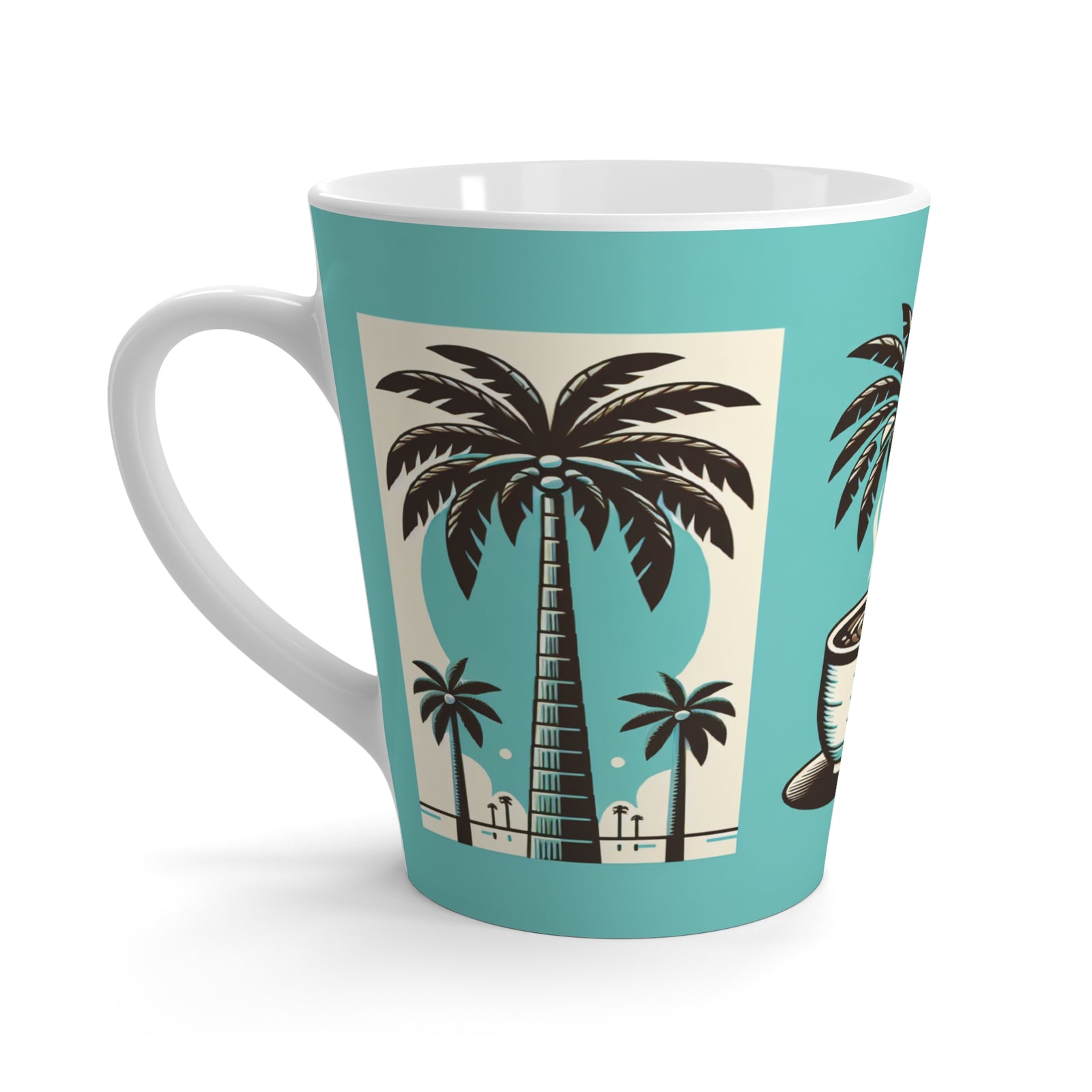 Latte White Mug - Palms and Coffee