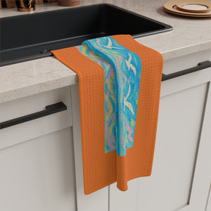 Tropical Microfiber Coffee/Tea Towel – Coastal Seashell Glow, Crusta Orange