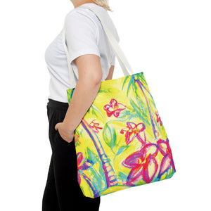 Tropical Doodles Tote Bag, Yellow - 3 Sizes