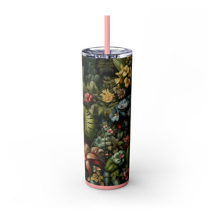 Rainforest Rabbit Outing - Skinny Matte Tumbler 20oz with Straw - Stainless Steel, 7 Colors