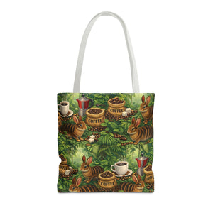 Tropical Rabbits & UFOs Tote Bag, Black - 3 Sizes