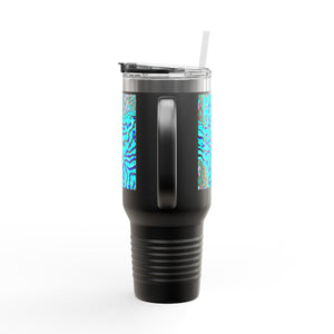 Insulated Travel Mug, 40oz / Wild Coral, Turquoise - Perfect for Outdoor Adventures