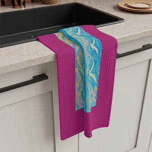 Tropical Microfiber Coffee/Tea Towel – Coastal Seashell Glow, Pink