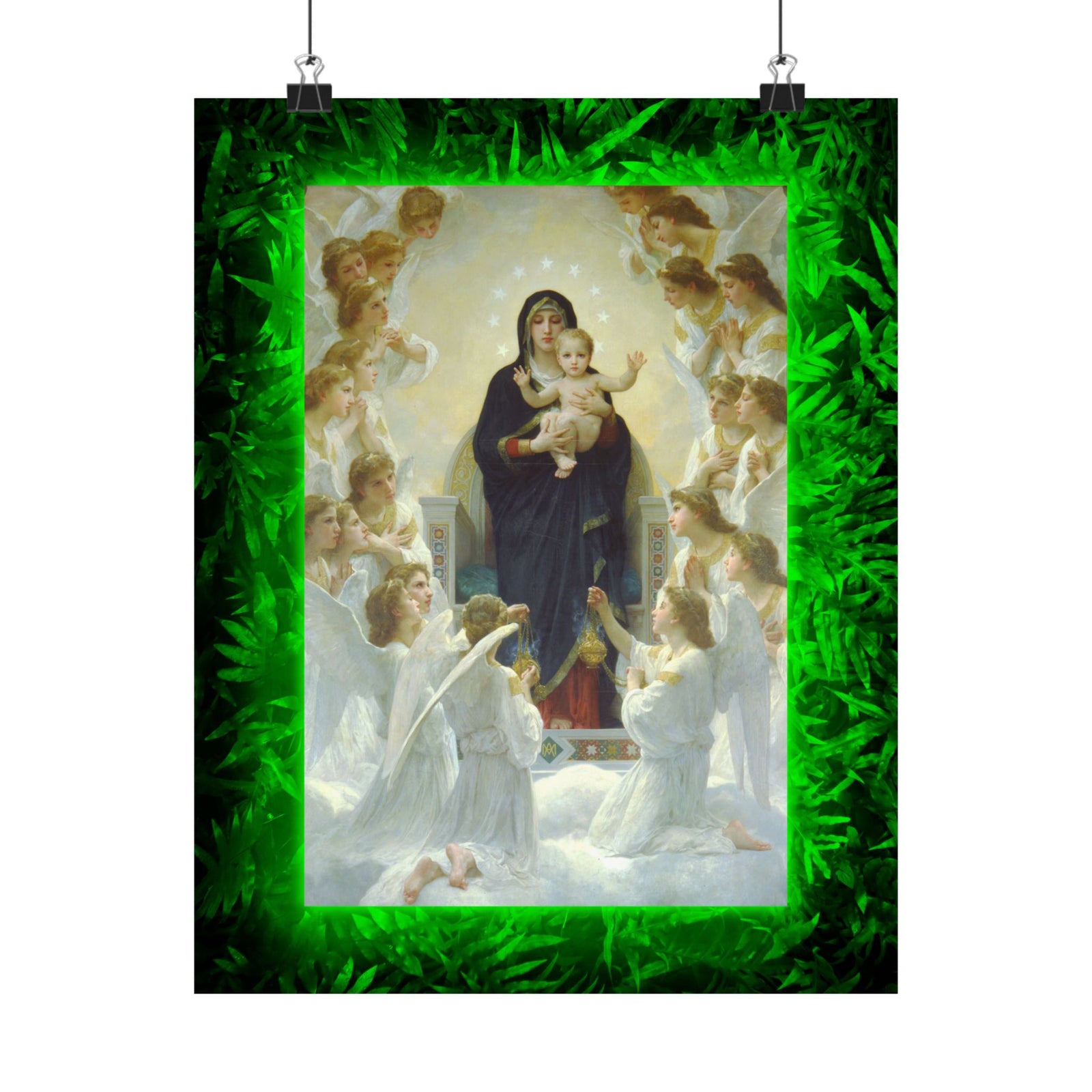Matte Religious Poster — Mary and the Angels Christian Art Print