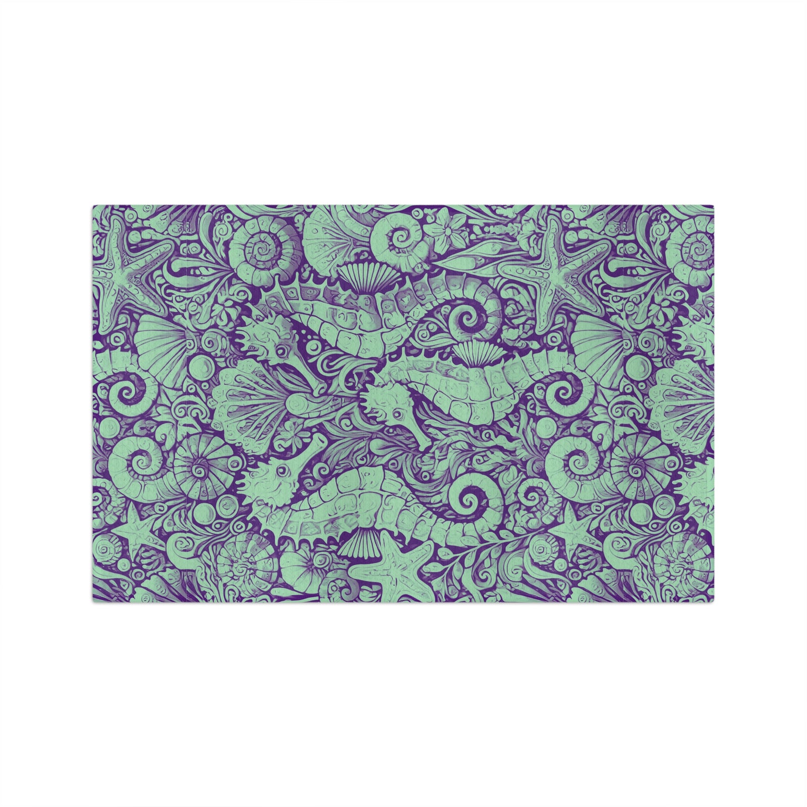 Tropical Microfiber Coffee/Tea Towel – Seahorse Trio, Mint
