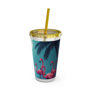 Tropical Tumbler with Straw | 16 oz: Moonlit Mermaid and Flamingos