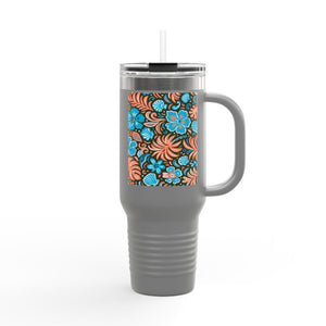 Insulated Travel Mug, 40oz / Beach Dreams, Coral Blues