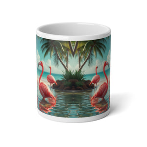 Jumbo Mug, 20oz, Flamingo Morning Dip | Tropical Coffee Cup
