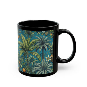Black Coffee Mug - Tropical Fruit, Blue