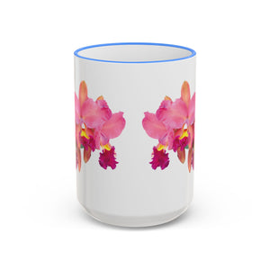 Accent Rim & Handle Mug – Pink Orchids