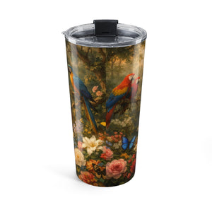 20oz Tumbler — Vintage Parrot & Waterfall Floral Scenic Insulated Cup