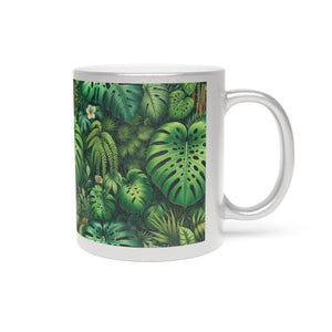 Tropical Metallic Mug, Gold or Silver:  Rainforest Greenery