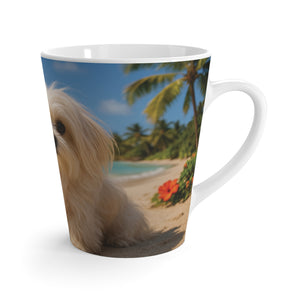 Latte White Mug - Puppy Ariel at the Beach