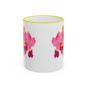 Accent Rim & Handle Mug – Pink Orchids