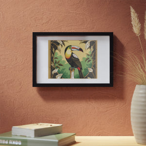 Framed Coffee Art Print — Tropical Toucan Poster for Home Decor