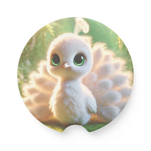 Soapstone Car Coaster - Baby White Peacock