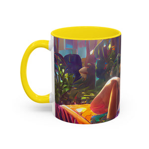 Accent Color Coffee Mug (11, 15oz) - Midnight Kiss in Tropical Garden