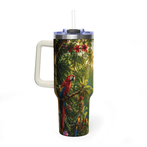 40oz Tropical Parrot Vacuum Tumbler – Insulated Travel Mug