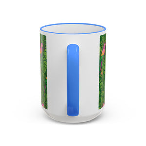 Accent Rim & Handle Coffee Mug ~ Parrot Family, Pink