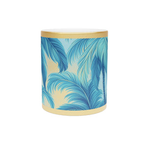 Tropical Metallic Mug, Gold or Silver: Azure Palms