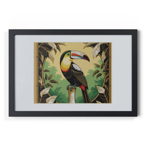 Framed Coffee Art Print — Tropical Toucan Poster for Home Decor