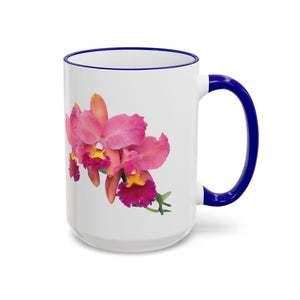 Accent Rim & Handle Mug – Pink Orchids