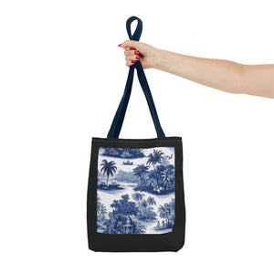 Coastal Toile Tote Bag, Blue — 3 Sizes