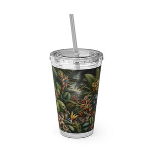 Tropical Tumbler with Straw | 16 oz: Rainforest Rabbit Outing