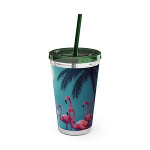Tropical Tumbler with Straw | 16 oz: Moonlit Mermaid and Flamingos