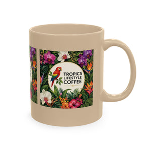 Tropical Coffee Mug, 11 oz — Ceramic Tropics Lifestyle Coffee Colorful Logo