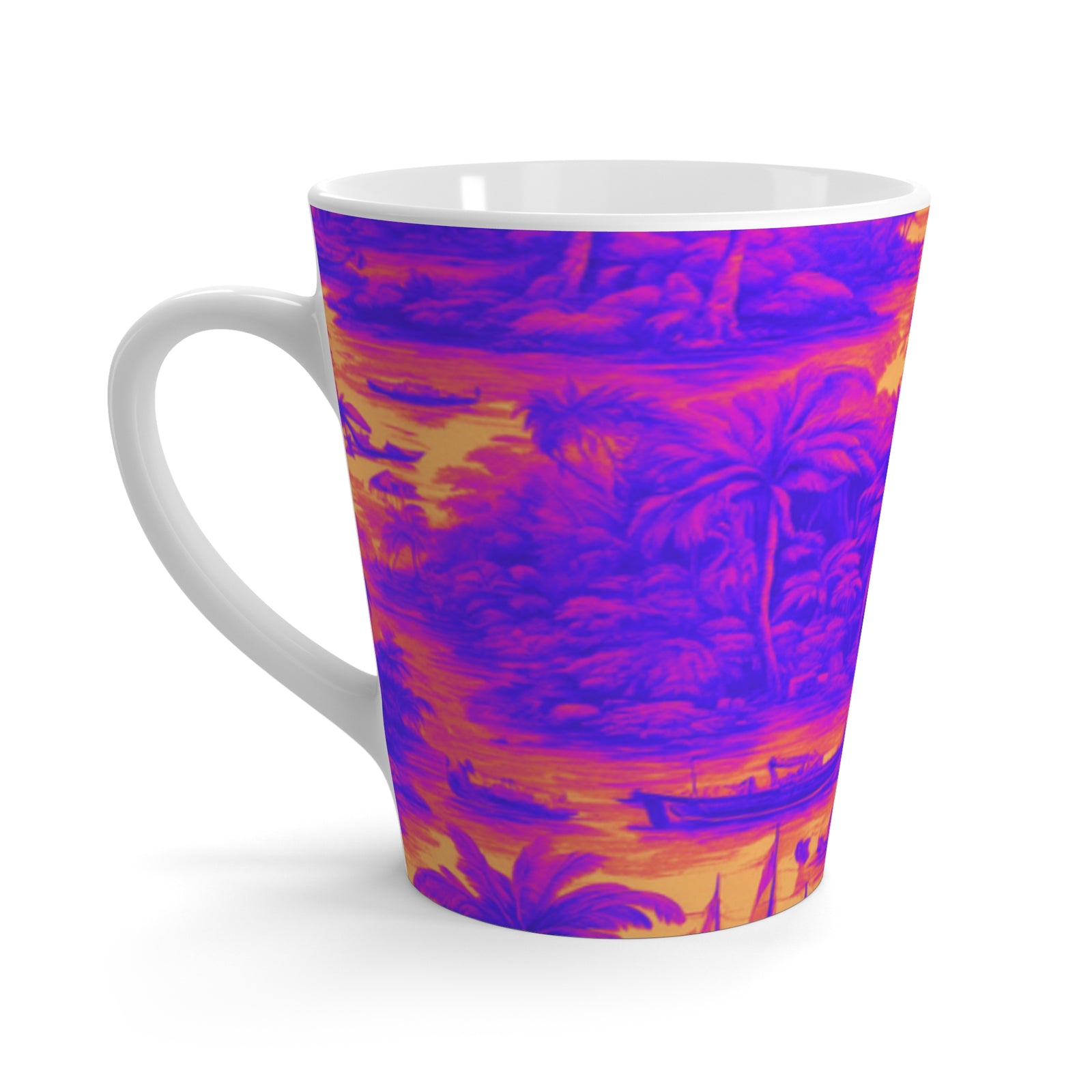 Latte White Mug - Perfect for Plant Lovers & Coffee Enthusiasts / Heatwave Tropical Toile