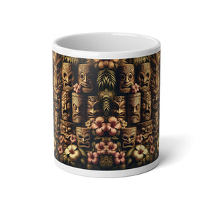 Jumbo Mug, 20oz, Tiki Totem Faces | Tropical Coffee Cup