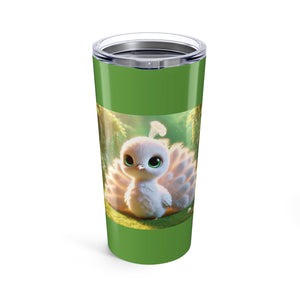 20oz Tropical Glossy Tumbler, Stainless Steel / Baby White Peacock, Green