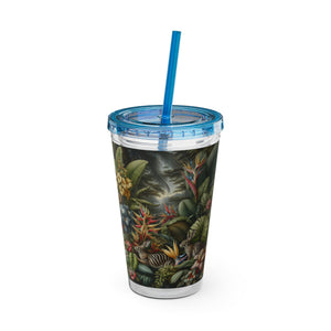 Tropical Tumbler with Straw | 16 oz: Rainforest Rabbit Outing