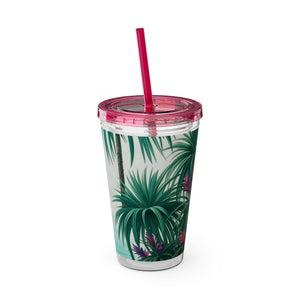 Tropical Tumbler with Straw | 16 oz: Tiny Palm Island