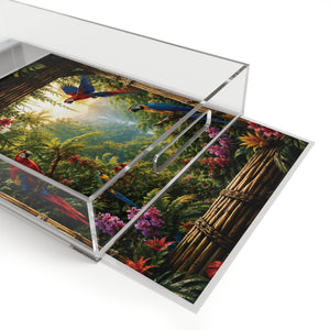 Acrylic Coffee Station/Serving Tray ~ "Paradise Falls" Rainforest Parrots